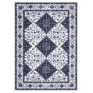 Washable Oriental Floral Print Living Room Rugs, Vintage Soft Non Slip Floor Rugs for Bedroom Kitchen Dining Room - 1 of 4