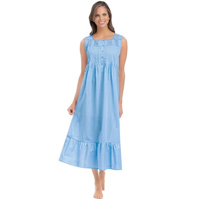Collections Etc Elegant, Lightweight Lace Trim & Pintuck Cotton Nightgown