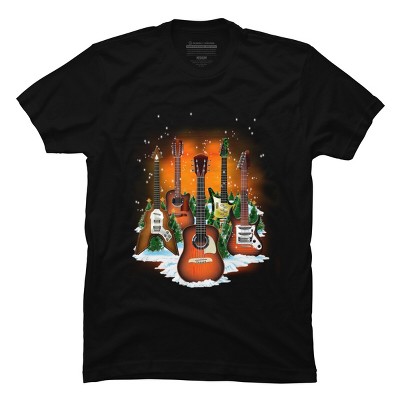 Men's Design By Humans Christmas Guitars By cashfish T-Shirt