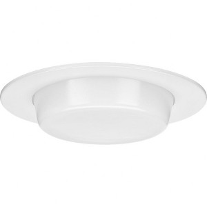 Progress Lighting, Drop Lensed, 1-Light, Shower Trim, Satin White, Frosted Opal Glass, Material: Steel, Width: 7.5", Height: 2.5" - 1 of 4