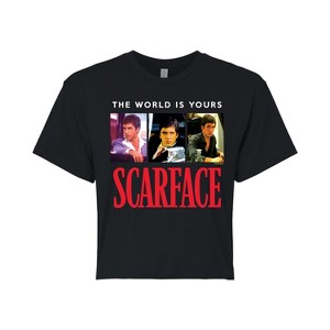 Women's - Scarface - The World Is Yours- Juniors Cropped Short Sleeve Graphic T-Shirt Cropped Graphic T-Shirt - 1 of 4