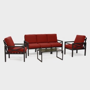 Leisure Made Blakely 6pc Aluminum Seating in Red Fabric - 1 of 4