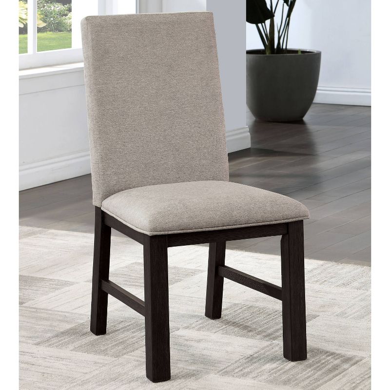 HOMES: Inside + Out Set of 2 Brightpeak Transitional Pleated Back Upholstered Dining Chairs Antique Black/Gray, 3 of 7