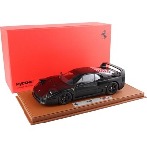 Ferrari F40 Matt Black with Matt Black Wheels with DISPLAY CASE Limited Edition 1/18 Diecast Model Car by BBR and Kyosho - 1 of 4