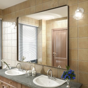 Apmir 40 in. W x 48 in. H Rectangular Aluminum Alloy Framed and Tempered Glass Wall Mirror in Brushed Bronze - 1 of 4