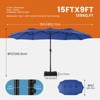 PAGED 15FT Rectangle Patio Umbrella Large Outdoor Market Umbrella with Crank, Self-locking Function, Durable Base and 12 Ribs for Garden - 3 of 4