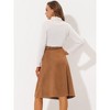 INSPIRE CHIC Women's Casual Solid Faux Suede Pockets Stretch A-line Midi Skirt with Belt - 4 of 4