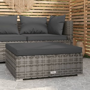 vidaXL Patio Footrest with Cushion Gray 27.6"x27.6"x11.8" Poly Rattan - 1 of 4