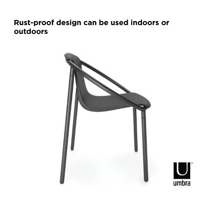 ErgoStack Black Metal and Wood Composite Outdoor Lounge Chair