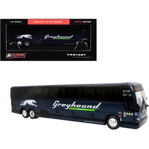 Prevost X3-45 Coach Bus "Greyhound Enabled by FlixBus" Blue Metallic Limited Ed 1/87 (HO) Scale Diecast Model by Iconic Replicas - 1 of 4