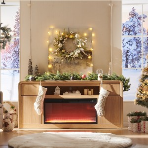 70" Modern Fireplace TV Stand, Entertainment Center for TVs Up to 80", Wood Media Console with 2 Drawers & 2 Doors - 1 of 4