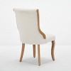 Snow Velvet Dining Chairs,  Curved Wood Trim & Sculpted Legs, Accent Seating with Fluffy Fabric & Sturdy Wood, Set of 2, Beige - 4 of 4