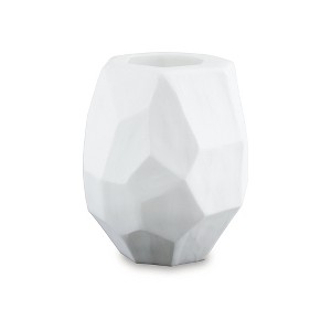Signature Design by Ashley Karenton 10" Glass Vase, White Hand-Carved Finish - 1 of 4