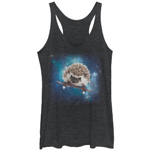Women's Lost Gods Space Hedgehog on Skateboard Racerback Tank Top - 1 of 3