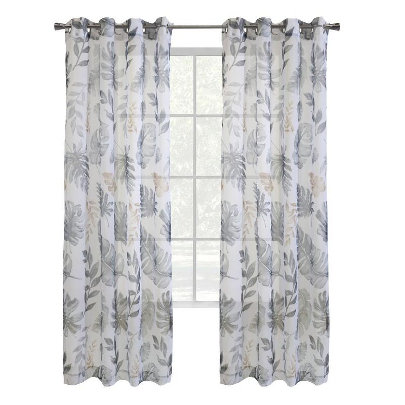 Habitat Alba Sheer Botanical Leaf Design Touch of Nature to Your Home or Office Grommet Curtain Panel Taupe, 2 of 6