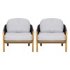 Set of 2 Outdoor Lounge Chairs with Acacia Wood and Rope Woven Back,Modern Patio Chairs with Cushions for Porch or Garden–Maison Boucle - 4 of 4