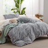 3 Pieces Reversible Striped Duvet Cover Set with Zipper Closure Bedding Set with 8 Corner Ties - 2 of 4