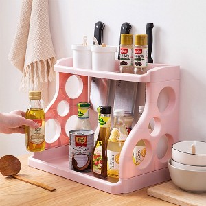Multifunctional 2 Layer Storage Rack for Kitchen Sauces Knife Organize Pink Double Layer - 1 of 4