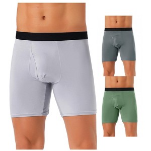 INSPIRE CHIC Men's 3 Pack Lightweight Solid Color Open-fly Basic Boxer Briefs - 1 of 4
