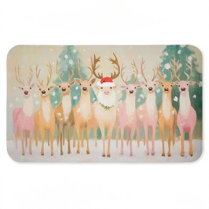 Stupell Industries Pastel Santa's Reindeer Printed Anti-Fatigue Floor Mat, design by Arlington Prints, 30"x18" - 1 of 4