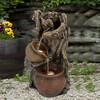 LuxenHome Brown Resin Tree Farmhouse Pots Outdoor Fountain with Lights - 4 of 4