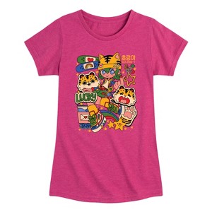 Girls' - Instant Message - Kpop Streetwear Girl Fitted Short Sleeve Graphic T-Shirt - 1 of 4