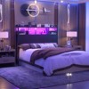 Aheaplus Headboard with Storage shelves and Charging Station, Wood Headboard with LED Light - 3 of 4