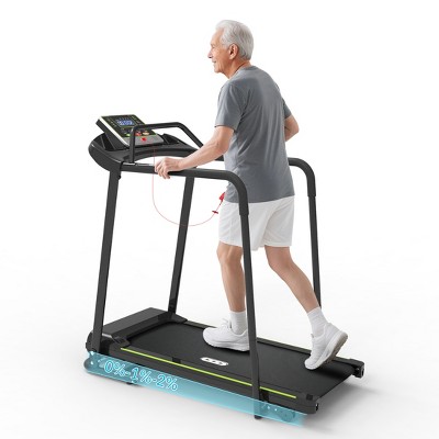 Redliro Senior Treadmill with Long Side Handrails, 300lbs Capacity, LED Display & Heart Rate Sensor, Safe Walking Treadmill for Elderly