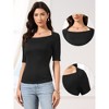 INSPIRE CHIC Women's Square Neck Half Sleeve Fitted Knit Dressy Casual Summer Tops - 2 of 4
