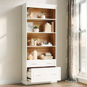 MAYEERTY 72" Bookshelf with Drawers, Freestanding 5-Shelf Bookcase Display Shelf - 1 of 4