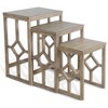 Royal Hampton Geometric Frame 3 Piece Nesting Accent Table Set, Solid Mahogany Wood, Distressed Pebble - 2 of 4