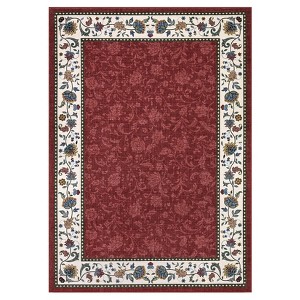 Washable Floral Print Geometric Bordered Rugs for Living Room, Ultra Thin Non Slip Retro Accent Large Carpet for Bedroom Dining Room - 1 of 4