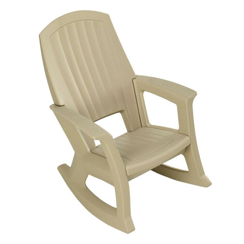 Semco Plastics Rockaway Heavy-Duty All-Weather Plastic Outdoor Porch Rocking Chair for Home Deck and Backyard Patios, Tan (4 Pack), 3 of 7