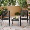Outdoor Bistro Set 3 Piece Set - Comfortable Metal Patio Chairs And Small Table, Yellow /sage Green/peacock Blue/black Floral Back Design, Waterproof - 2 of 4