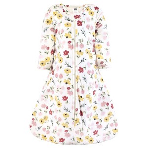 Hudson Baby Infant Girl Long Sleeve Plush Faux Fur Sleeping Bag, Wearable Blanket, Soft Painted Floral - 1 of 2