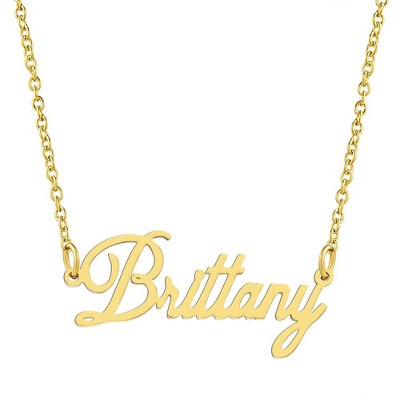 KISPER 18K Gold Plated Stainless Steel Personalized Name Pendant Necklace