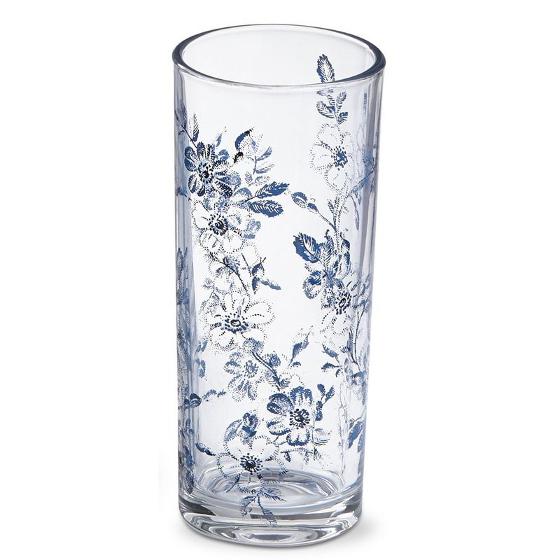 TAG Set of 4 Blue Floral Cottage Floral Drinks Clear Glass Drinkware 10 oz., 2 of 3