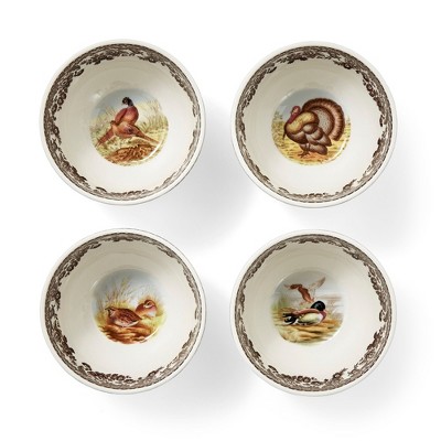 Spode Heritage Collection Woodland Animal Dip Bowls - Set of 4 Porcelain, 4 Inch Snack or Dessert Bowls, Dishwasher and Microwave Safe