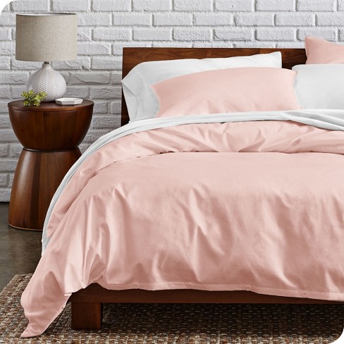 100% Organic Cotton Percale King/California King Duvet Cover and Sham Set  Dusty Pink by Bare Home