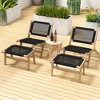 Tangkula 2PCS Teak Ottoman Footstool w/ Handwoven Cordage for Patio Porch Balcony Lawn - 3 of 4