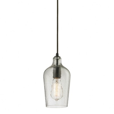 Elk Home Hammered Glass 1 - Light Pendant in  Oil Rubbed Bronze