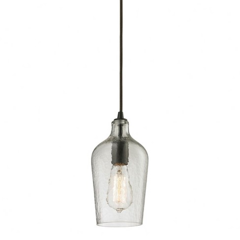 Elk Home Hammered Glass 1 - Light Pendant in  Oil Rubbed Bronze - image 1 of 3