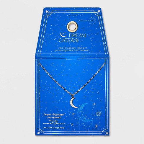 Celeste & Rae 14k Gold Dipped Half Moon Pendant Chain Necklace