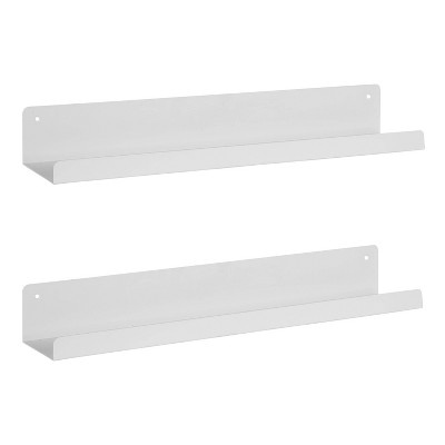 Kate and Laurel Mezzo Modern Metal Ledge Shelf Set, Black 2 Piece