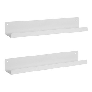 24" x 3" Mezzo Modern Metal Ledge Shelf Set White - Kate & Laurel All Things Decor - 1 of 4