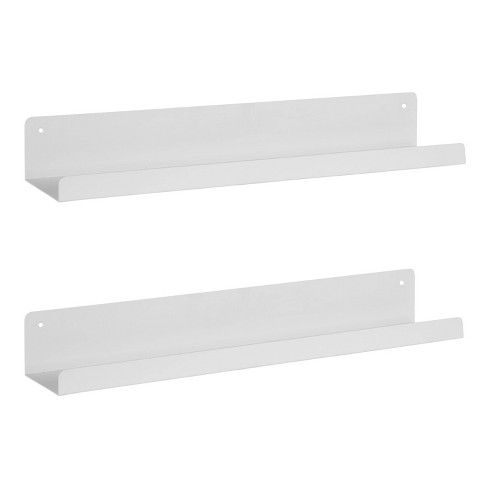 Zeta Metal Shelves Invisible Wall Mount Bookshelves, White, Set of 6