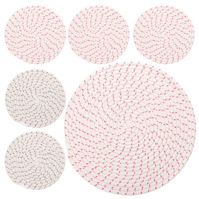 Unique Bargains House Indoor Gardening Plant Mat 7 Inch 12 Inch White & Plum Red White & Dark Gray 6 Pcs