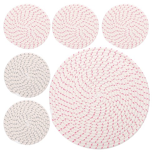 Unique Bargains House Indoor Gardening Plant Mat 7 Inch 12 Inch White & Plum Red White & Dark Gray 6 Pcs - image 1 of 4