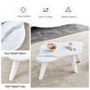 DOMETOUR Modern Minimalist Coffee Table, White Imitation Marble Tabletop Display Coffe Table Simple Center Table for Dining Living Room - 4 of 4