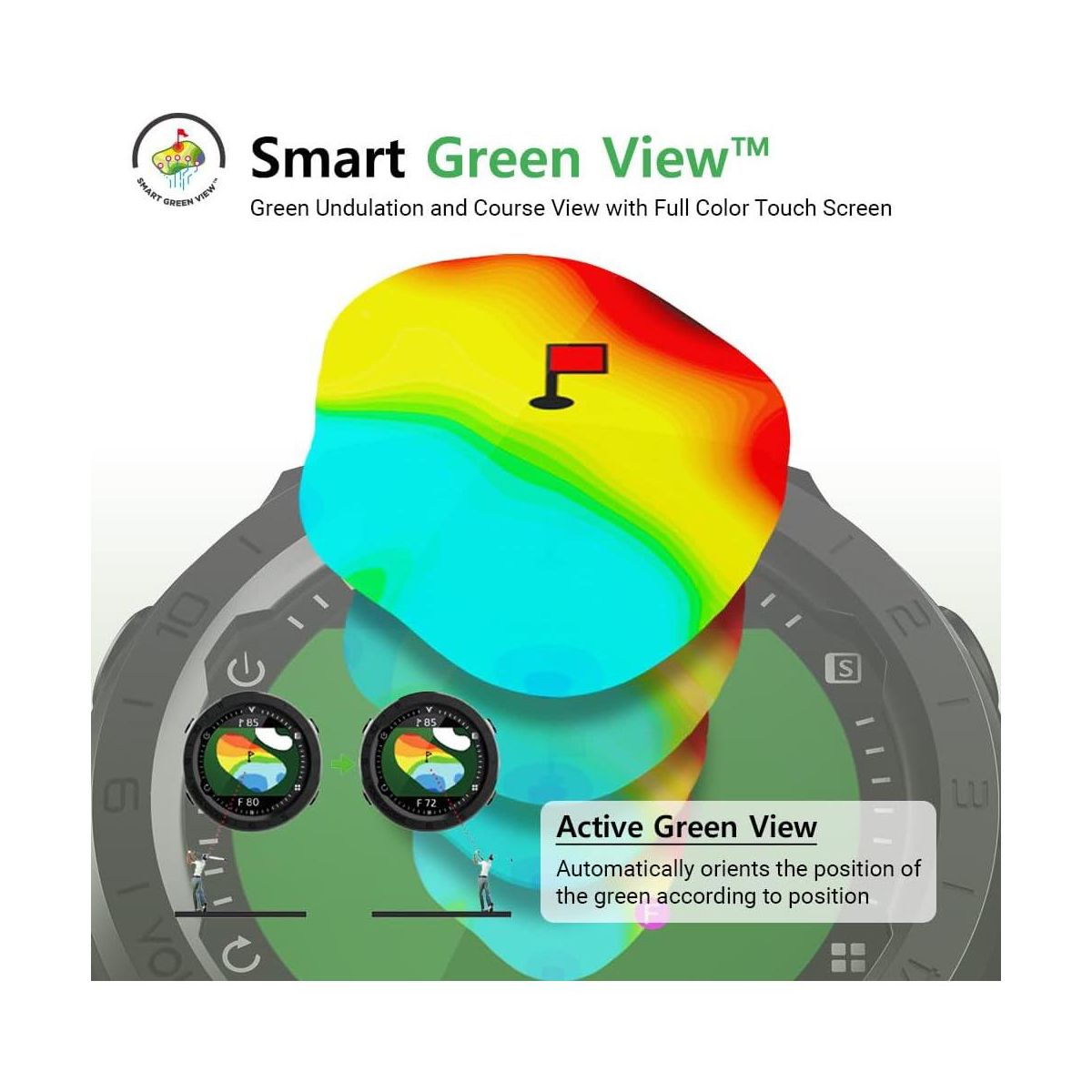 A3 Lightweight Hybrid Golf GPS Watch | Slope Mode, Color Touchscreen, Green Undulation | 40,000 Worldwide Preloaded Courses | Unisex Golf Watch - thumbnail 4